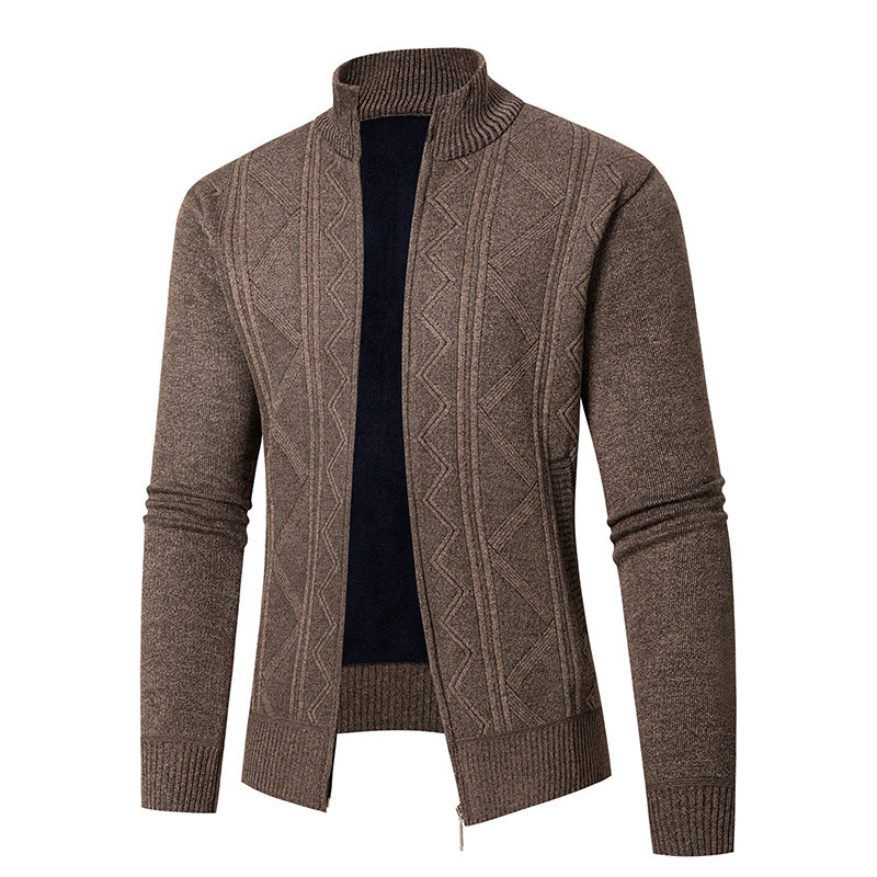 Men's cardigan with elegant patterns and modern stand-up collar Lisslune