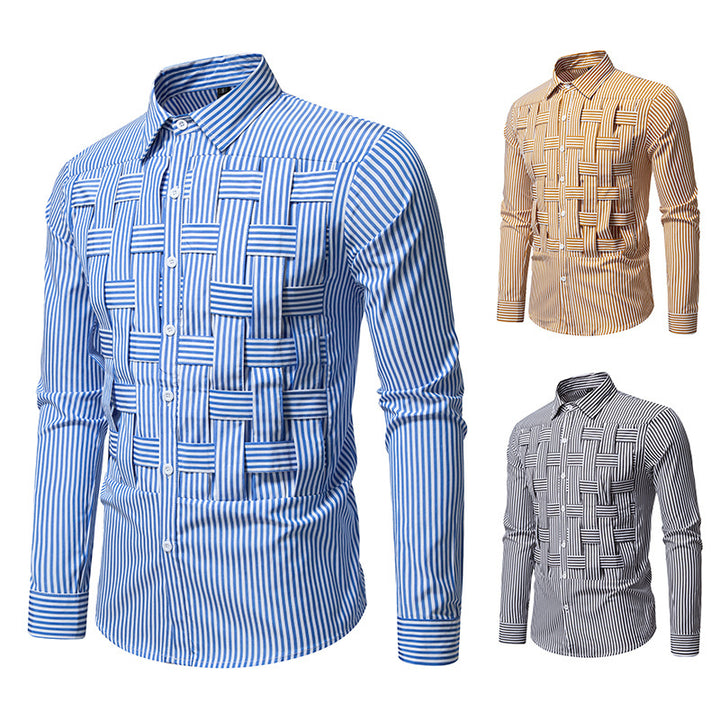 Men's Long Sleeve Shirt with Artistic Pattern Mix Lisslune