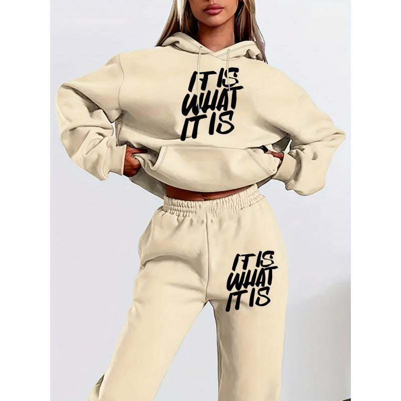 Women's leisure hoodie and jogger set with inspiring lettering Lisslune