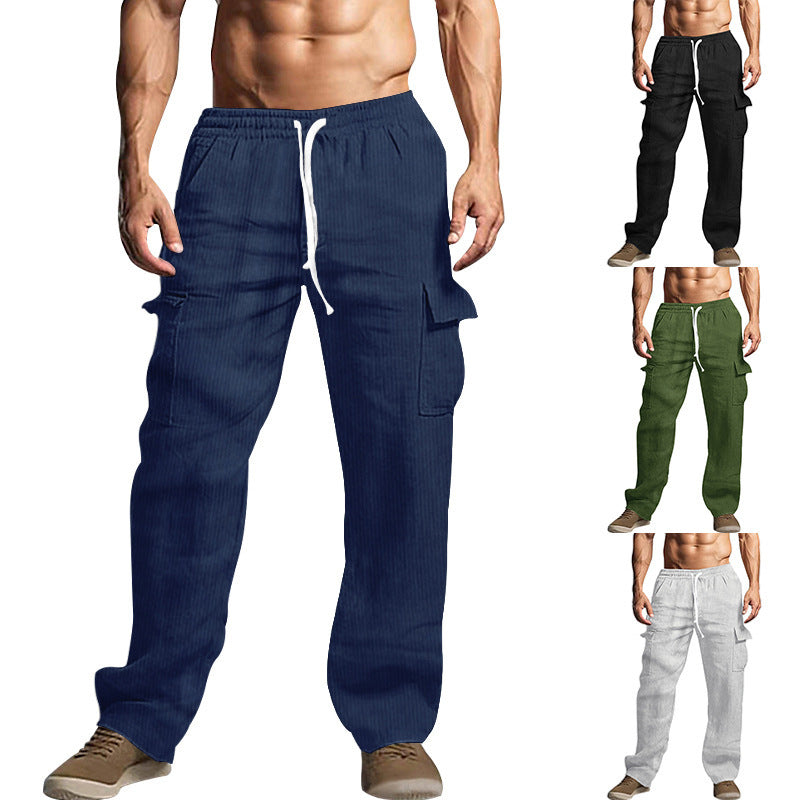 Men's casual cargo pants with practical side pockets and elastic waistband Lisslune