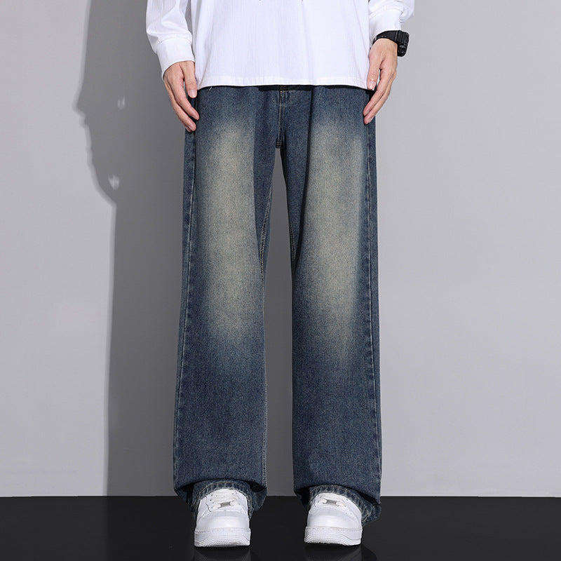 Men's loose denim jeans in modern used look Lisslune