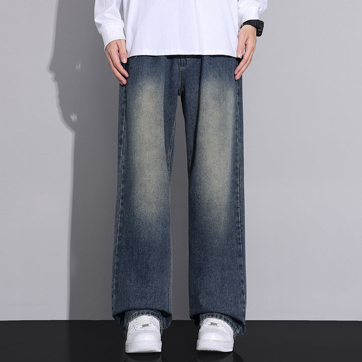Men's loose denim jeans in modern used look Lisslune