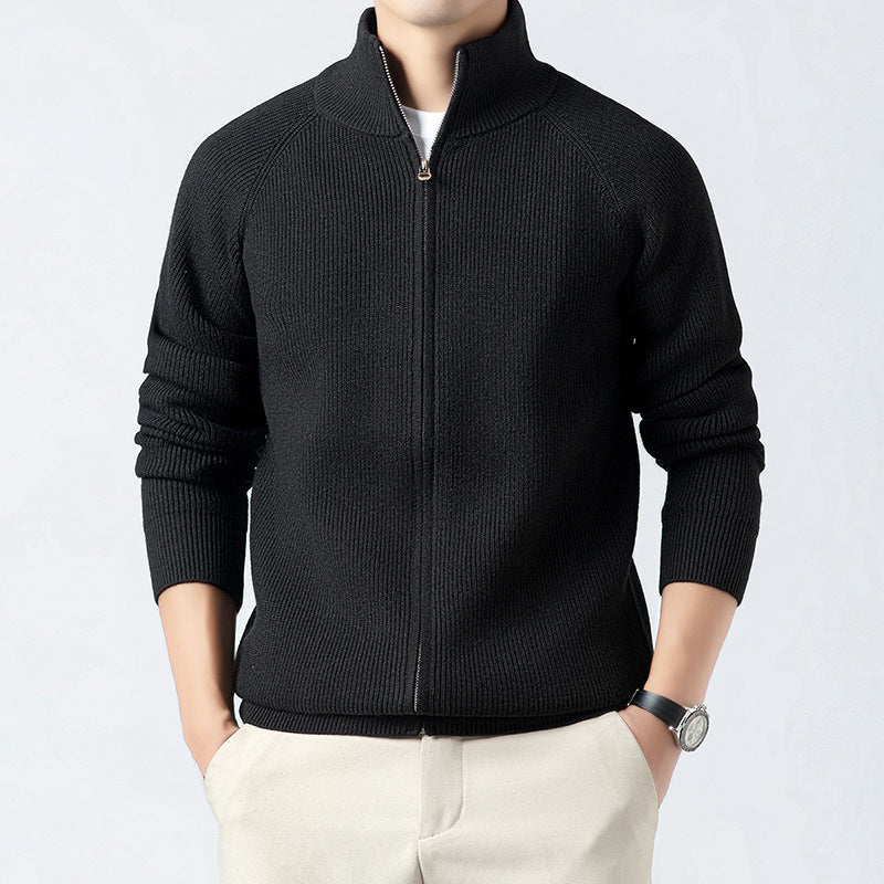 Men's Cardigan with High Collar and Full Zip Lisslune