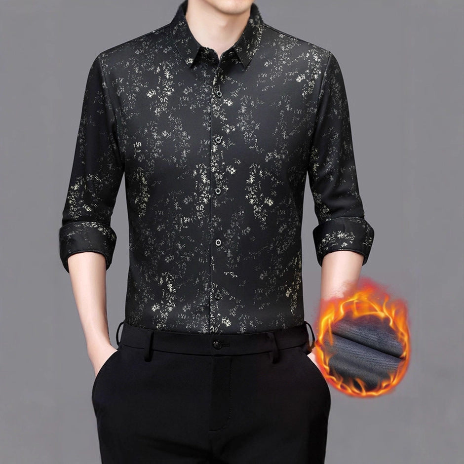 Men's shirt with floral print and high-quality satin surface Lisslune