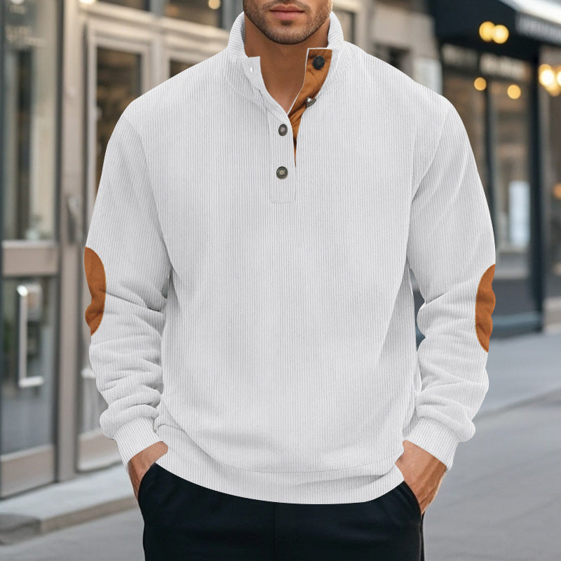 Men's Fashionable Sweater with Stand-Up Collar and Contrast Accents Lisslune