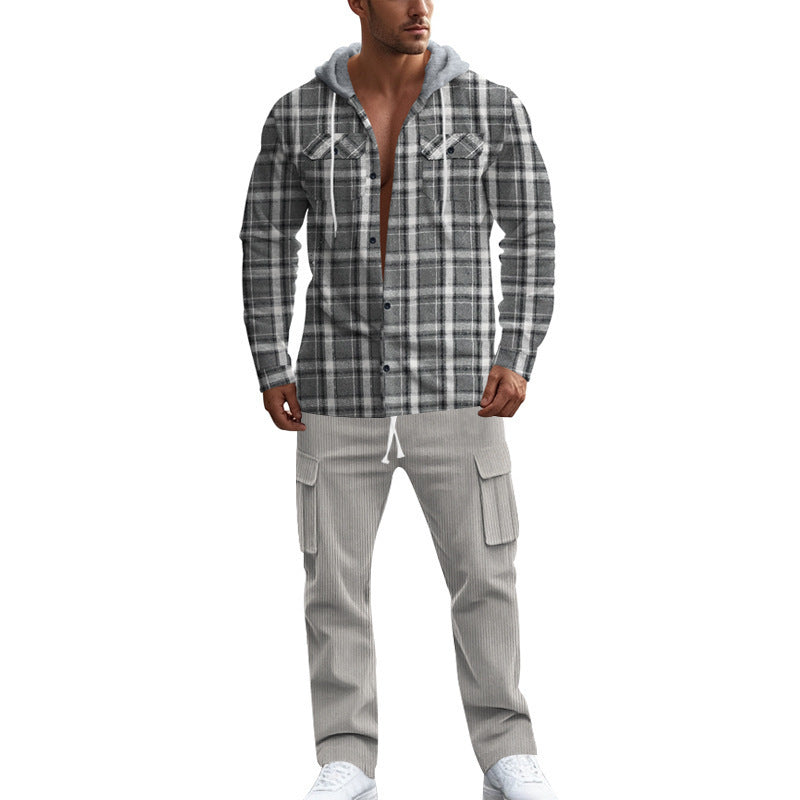 Men's flannel shirts with a hood and two practical chest pockets Lisslune