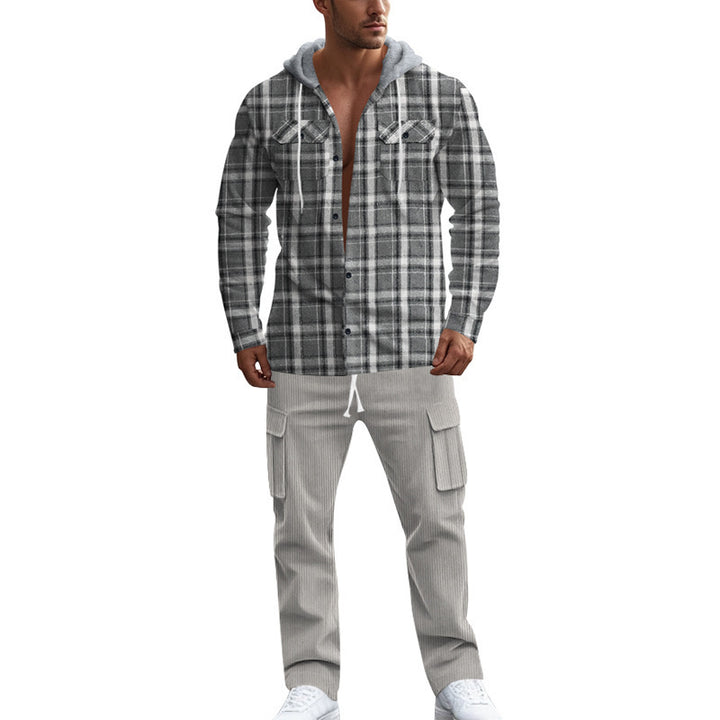 Men's flannel shirts with a hood and two practical chest pockets Lisslune