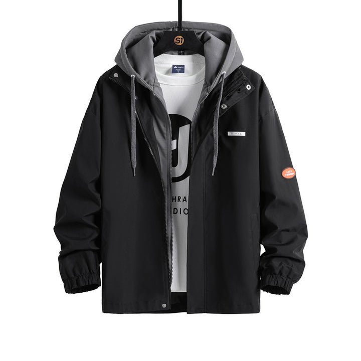 Men's Lightweight Windbreaker with Adjustable Hood Collar Lisslune