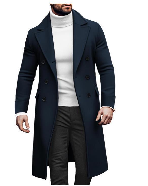 Men's elegant double coat with wide lapels and practical pockets Lisslune