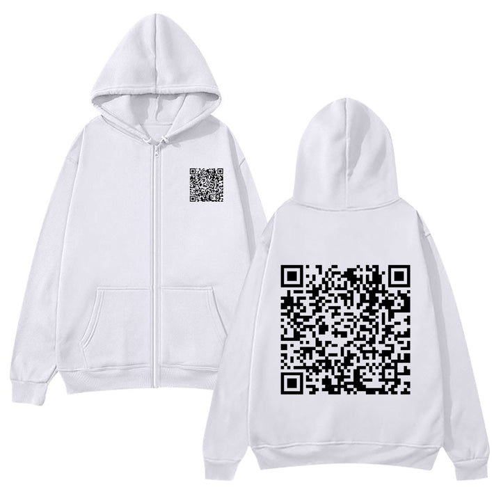 Women's hoodie jacket with QR code design and soft fleece Lisslune