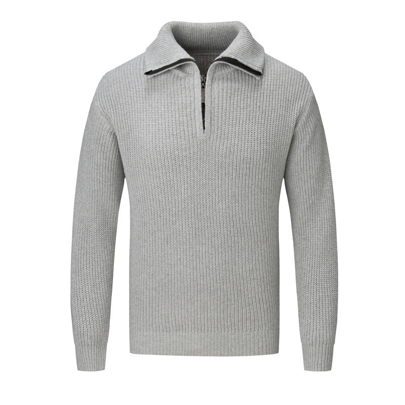 Men's Fashionable Knit Pullover with Half Zipper and Textured Design Lisslune