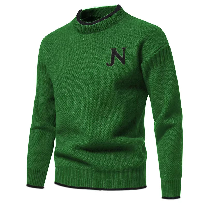 Men's Structured Knit Sweater with Round Neck Lisslune