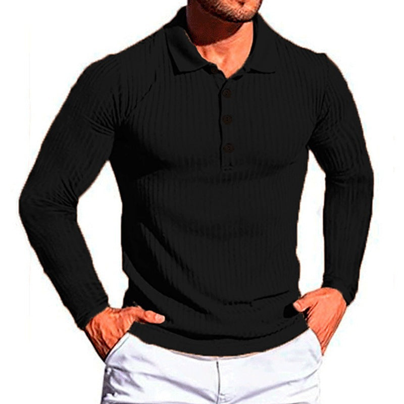 Men's elegant long-sleeved polo shirt in structured design Lisslune