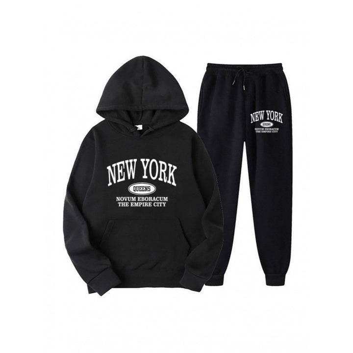 Women's hoodie set with versatile lettering and comfortable pockets Lisslune