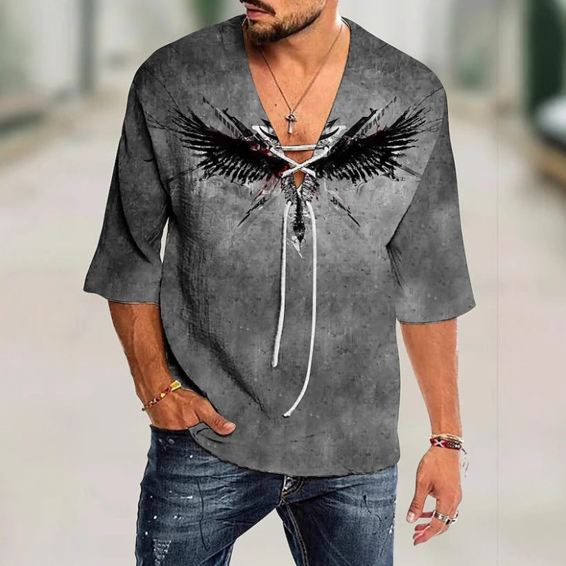 Men's graphic shirt with modern lacing design Lisslune