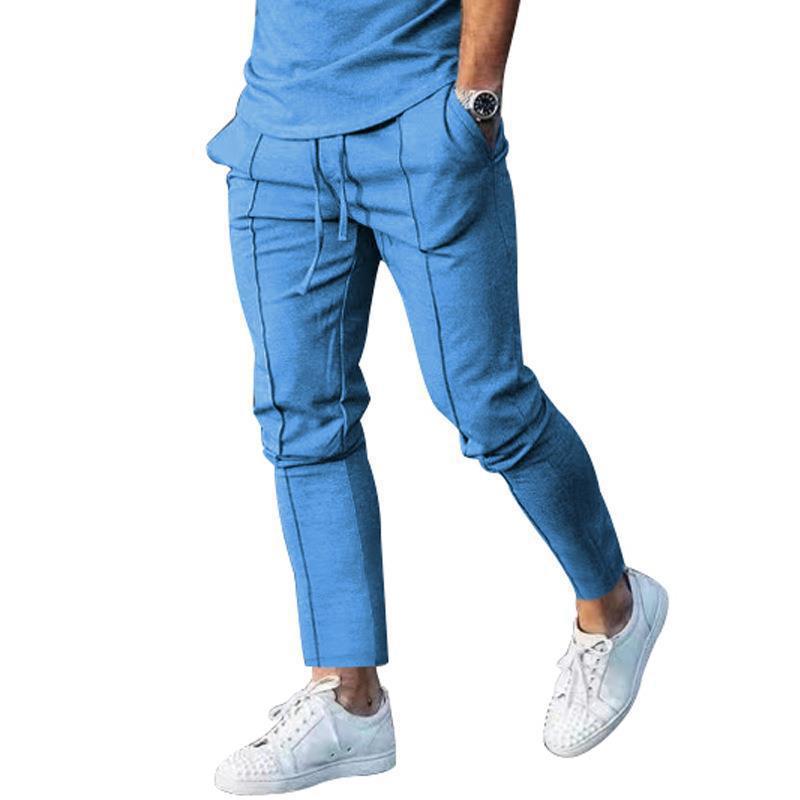 Men's Sporty Casual Pants with Side Pockets and Elastic Waistband Lisslune