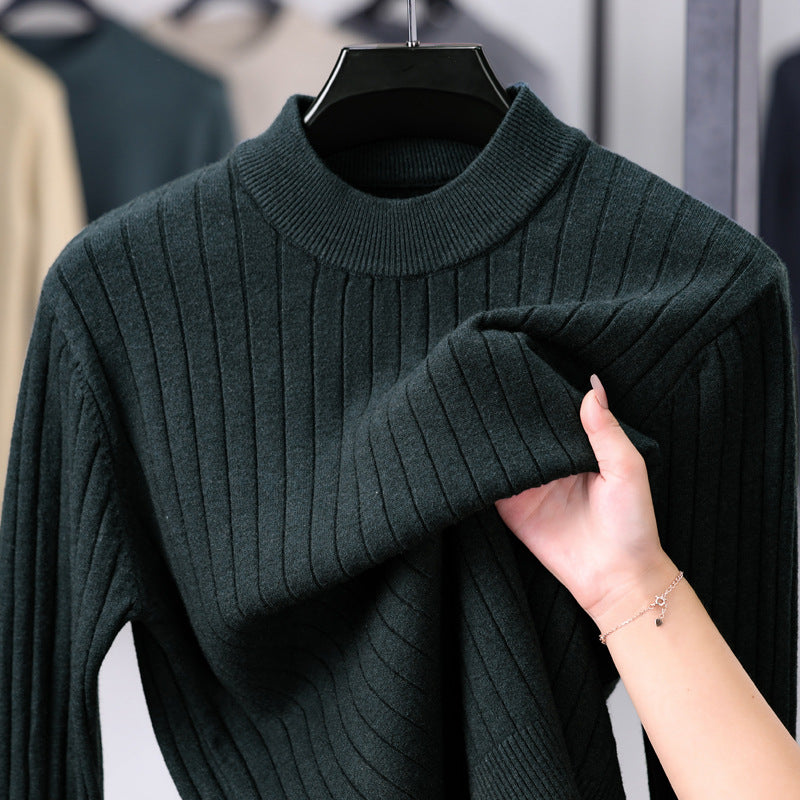 Men's knit sweater with modern rib design and high collar Lisslune