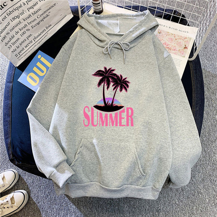 Women's hoodie with summer motif and tropical palm print Lisslune