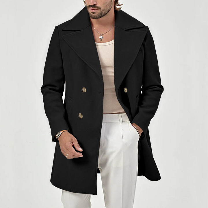 Men's elegant double coat with deep collar Lisslune