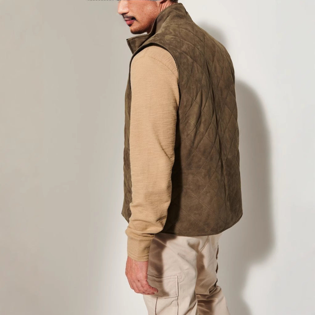 Men's quilted vest made of high-quality suede Lisslune