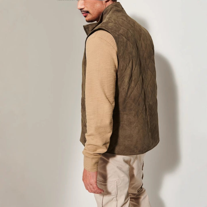 Men's quilted vest made of high-quality suede Lisslune