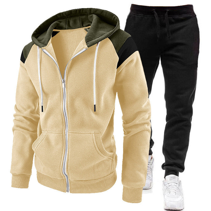 Men's Sporty Hooded Sweatshirt with Contrast Details and Comfortable Jogging Pants Lisslune