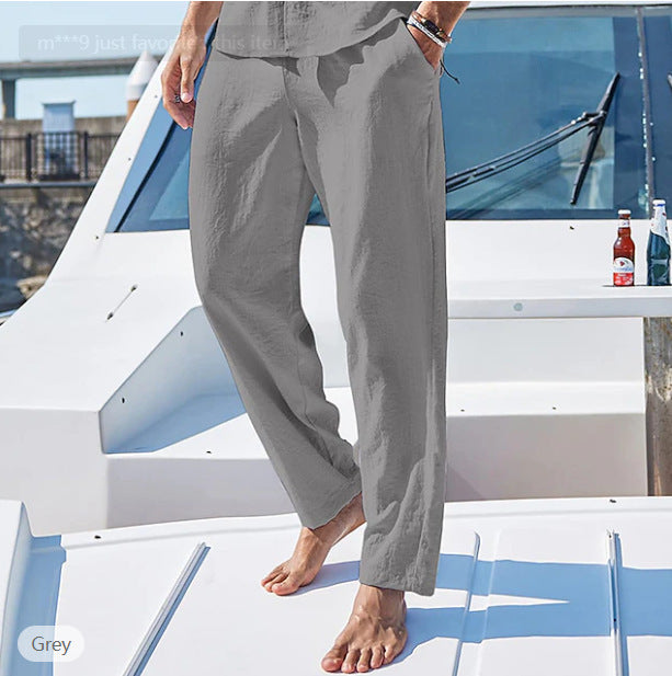 Men's loose and breathable summer pants with adjustable waistband and side pockets Lisslune