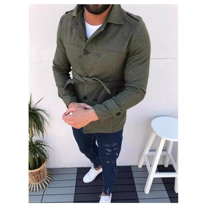 Men's stylish trench coat with double button row and adjustable belt Lisslune