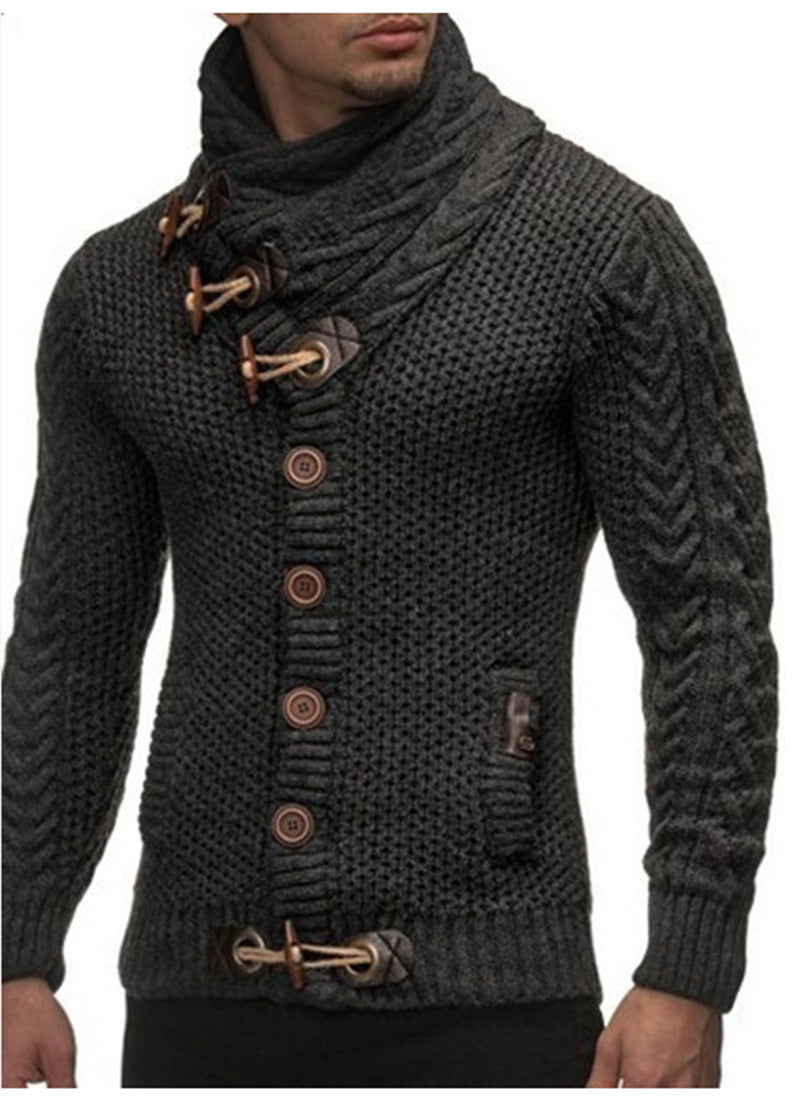 Men's cardigan with asymmetrical collar and unique button design Lisslune