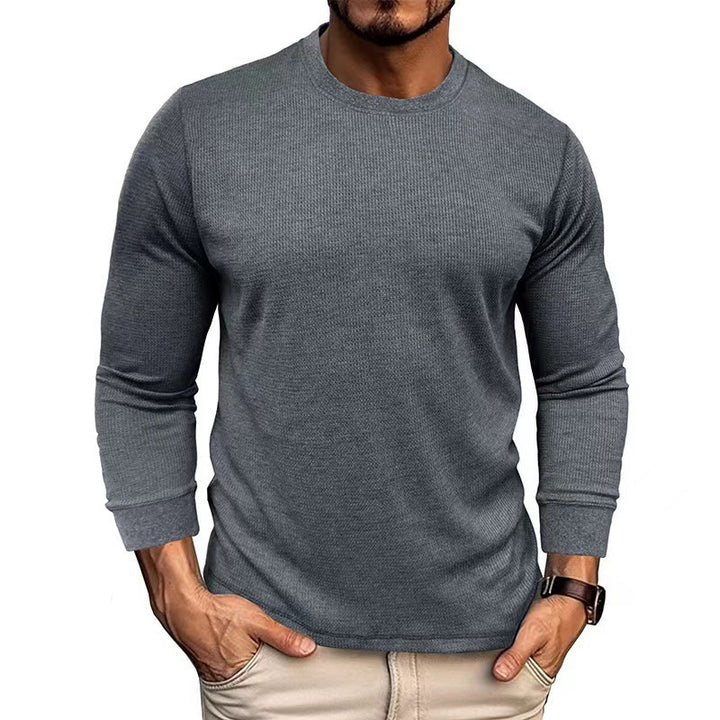 Men's Fashion Long Sleeve Shirt with Textured Ribbed Look Lisslune