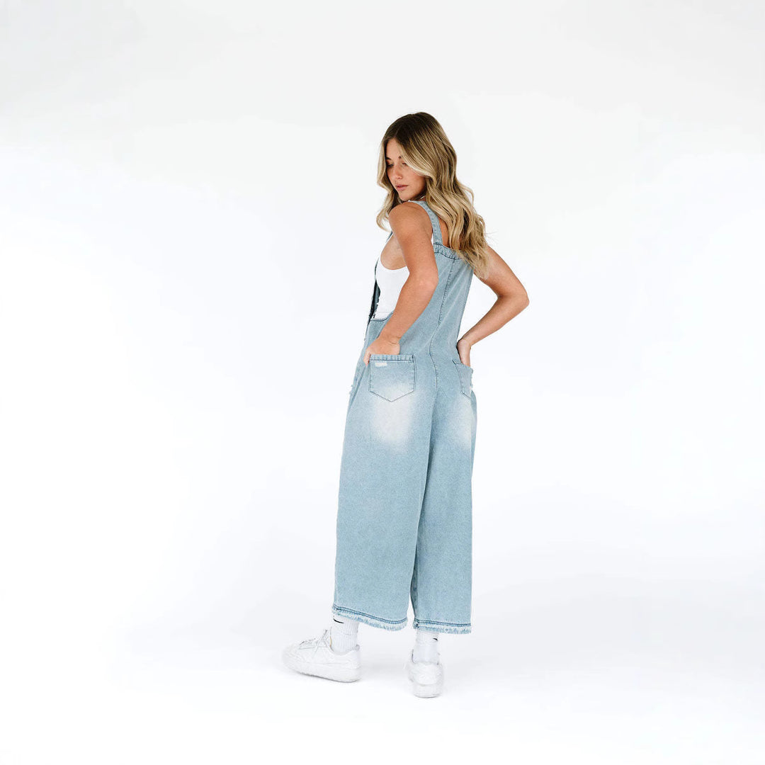 Women's casual denim overalls with trendy destroyed details Lisslune