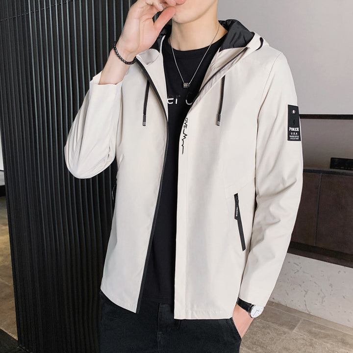 Men's lightweight transitional jacket with adjustable hood and breathable qualities Lisslune