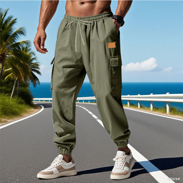 Men's cargo pants with elastic waistband and practical pockets Lisslune
