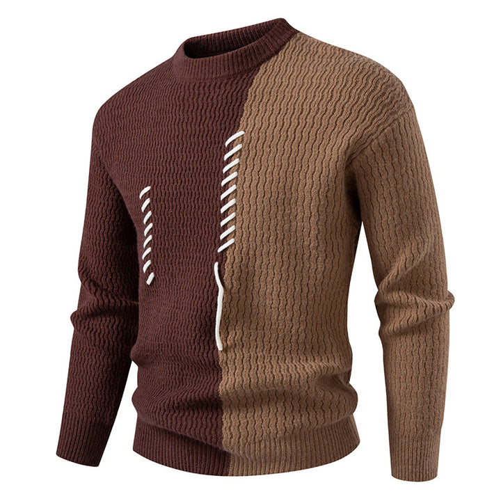 Men's fashionable sweater with innovative structural design and unique decorative stripes Lisslune