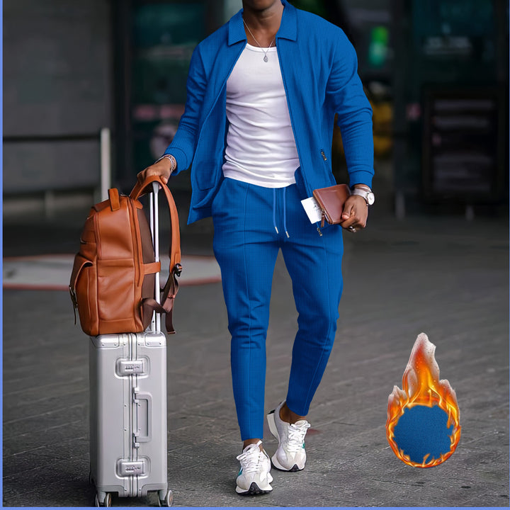 Men's sporty leisure suit with textured design and elastic waistband Lisslune