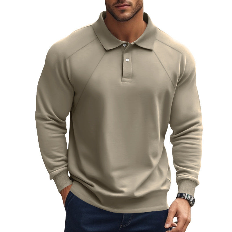 Men's Long Sleeve Polo Shirt with Characteristic Raglan Cut Lisslune