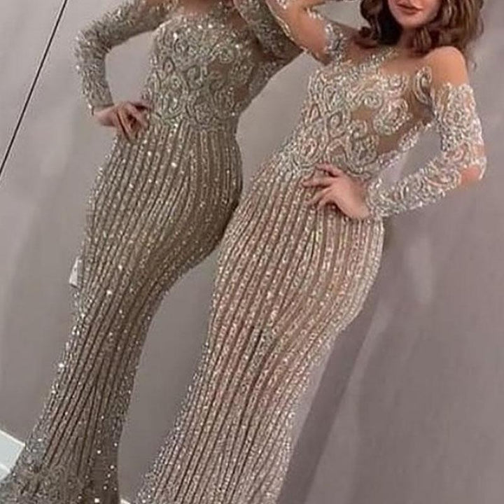 Women's elegant evening dress with glittering sequins and slim fit Lisslune