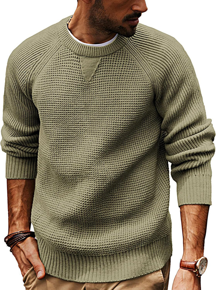 Men's casual knit sweater with textured fabric pattern and round neck Lisslune