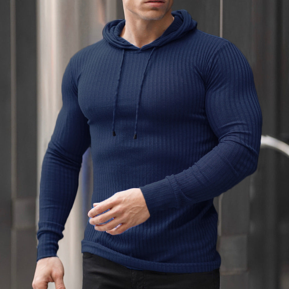 Men's casual hoodie with textured ribbed look Lisslune
