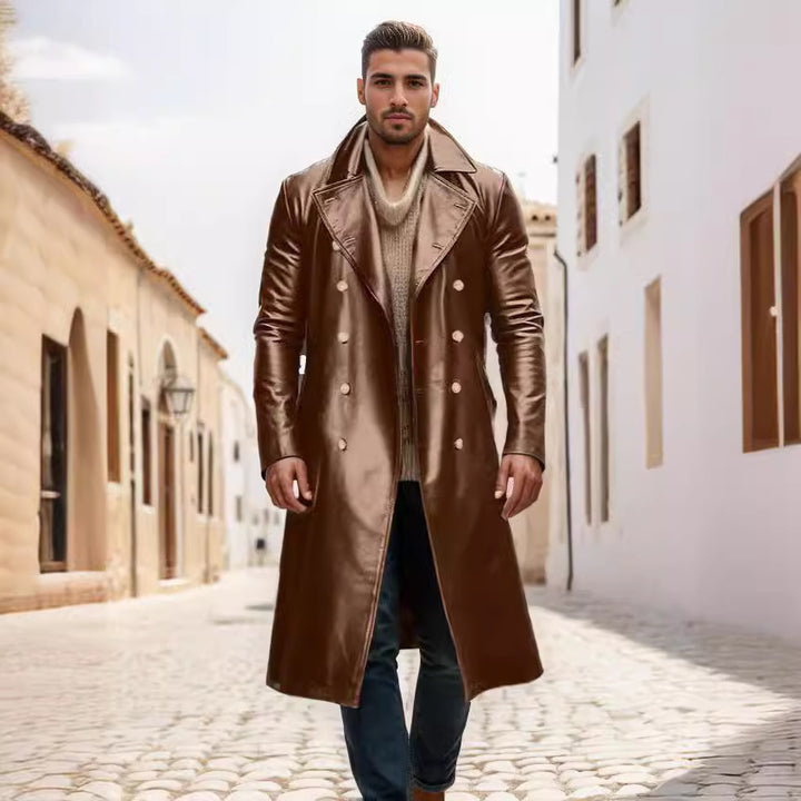Men Elegant and Timeless Trench Coat with Double Button Placket Lisslune