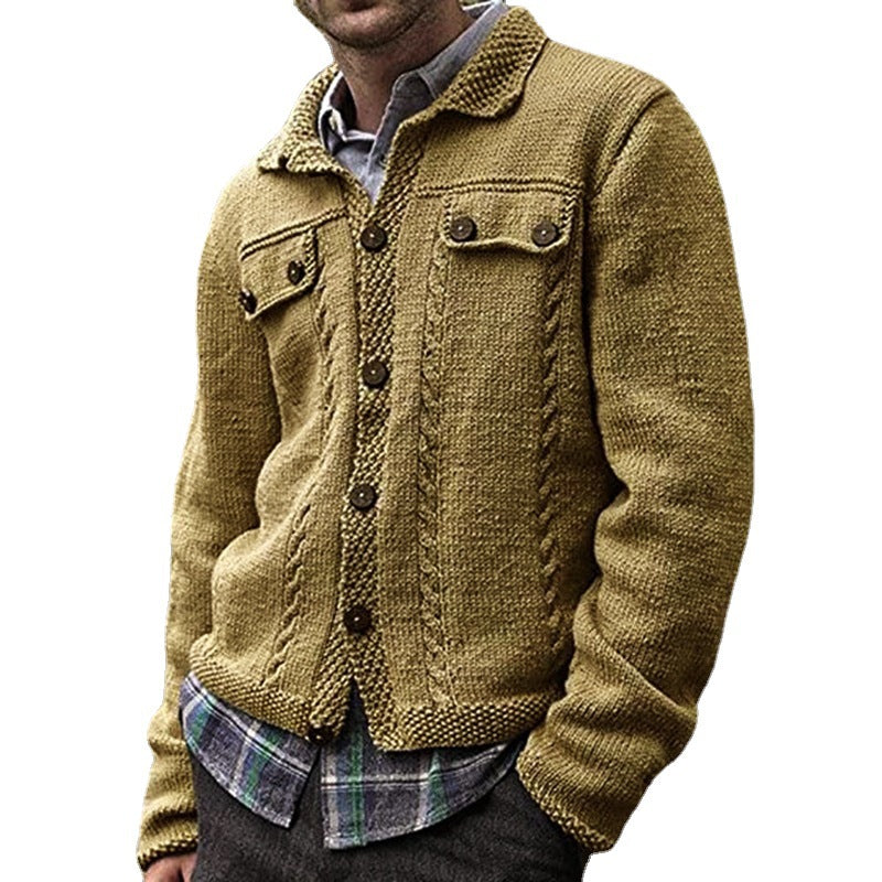 Men's cardigan with cable pattern and practical pockets Lisslune