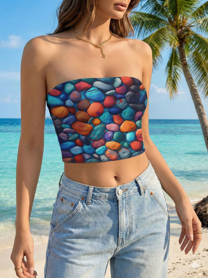 Women's bandeau top with vibrant floral design Lisslune