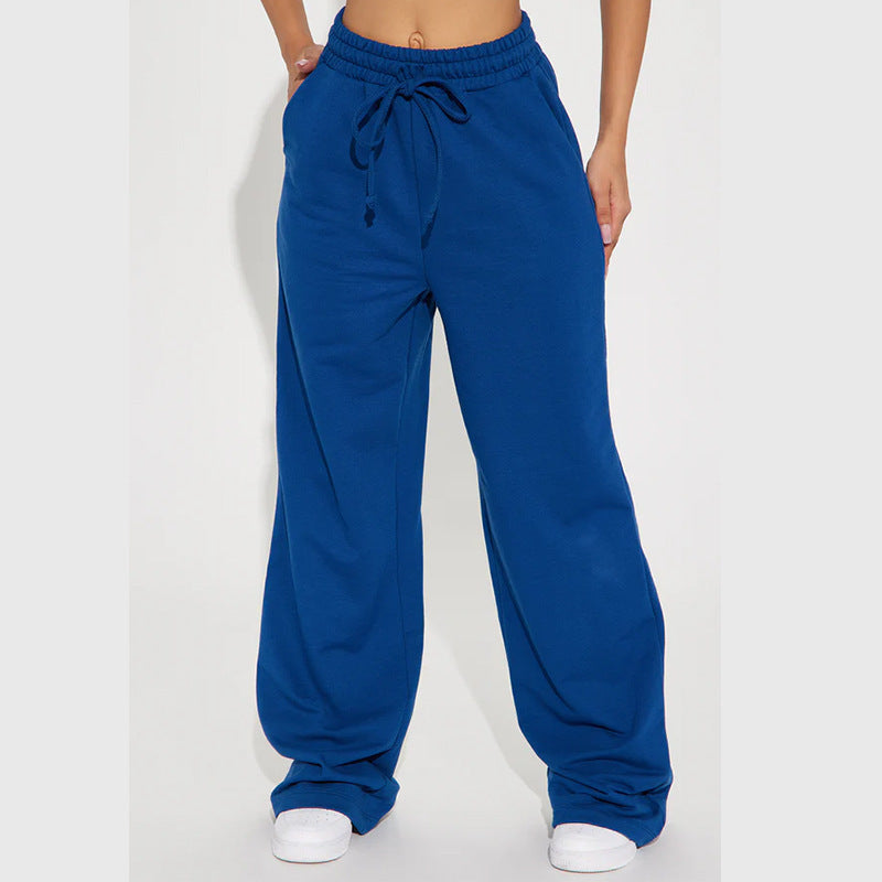 Women's wide sweatpants with elastic waistband and drawstring Lisslune