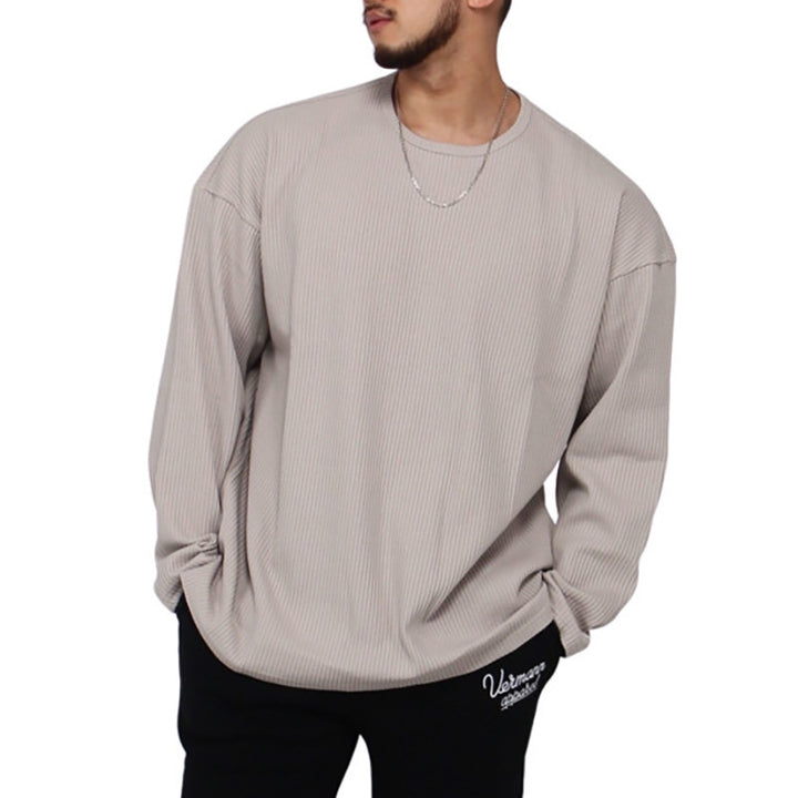 Men's long sleeve shirt with textured rib pattern and modern fit Lisslune