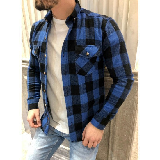 Men's Checkered Shirt with Fashionable Cut Lisslune