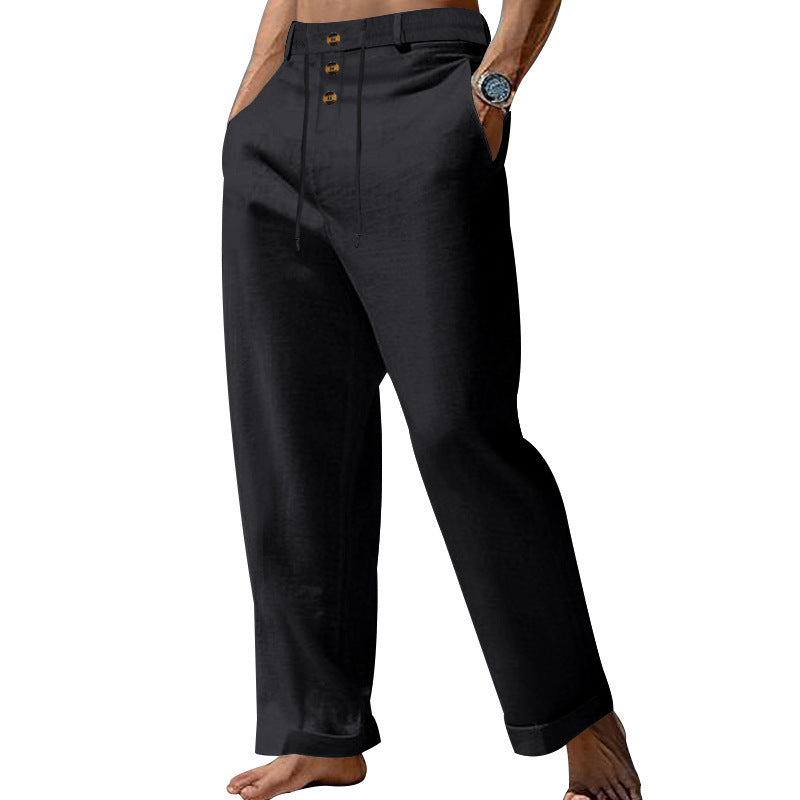 Men's casual linen pants with adjustable waistband and practical pockets Lisslune