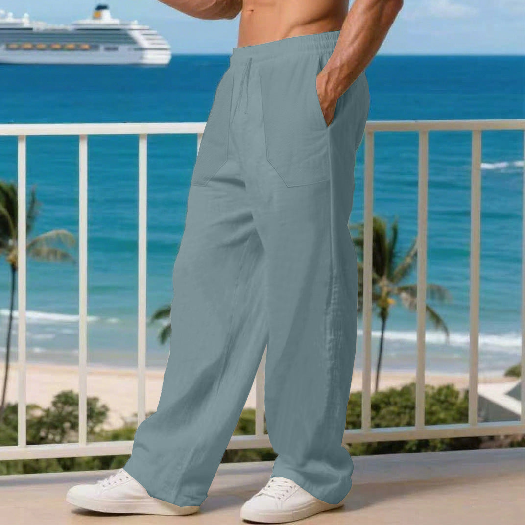 Men's leisure pants with elastic waistband and practical side pockets Lisslune