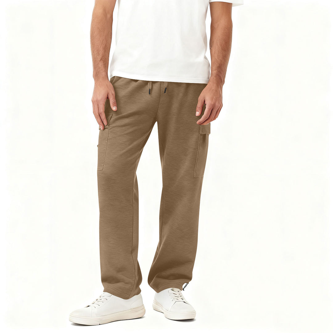 Men's Cargo-Style Leisure Pants with Practical Side Pockets and Elastic Waistband Lisslune