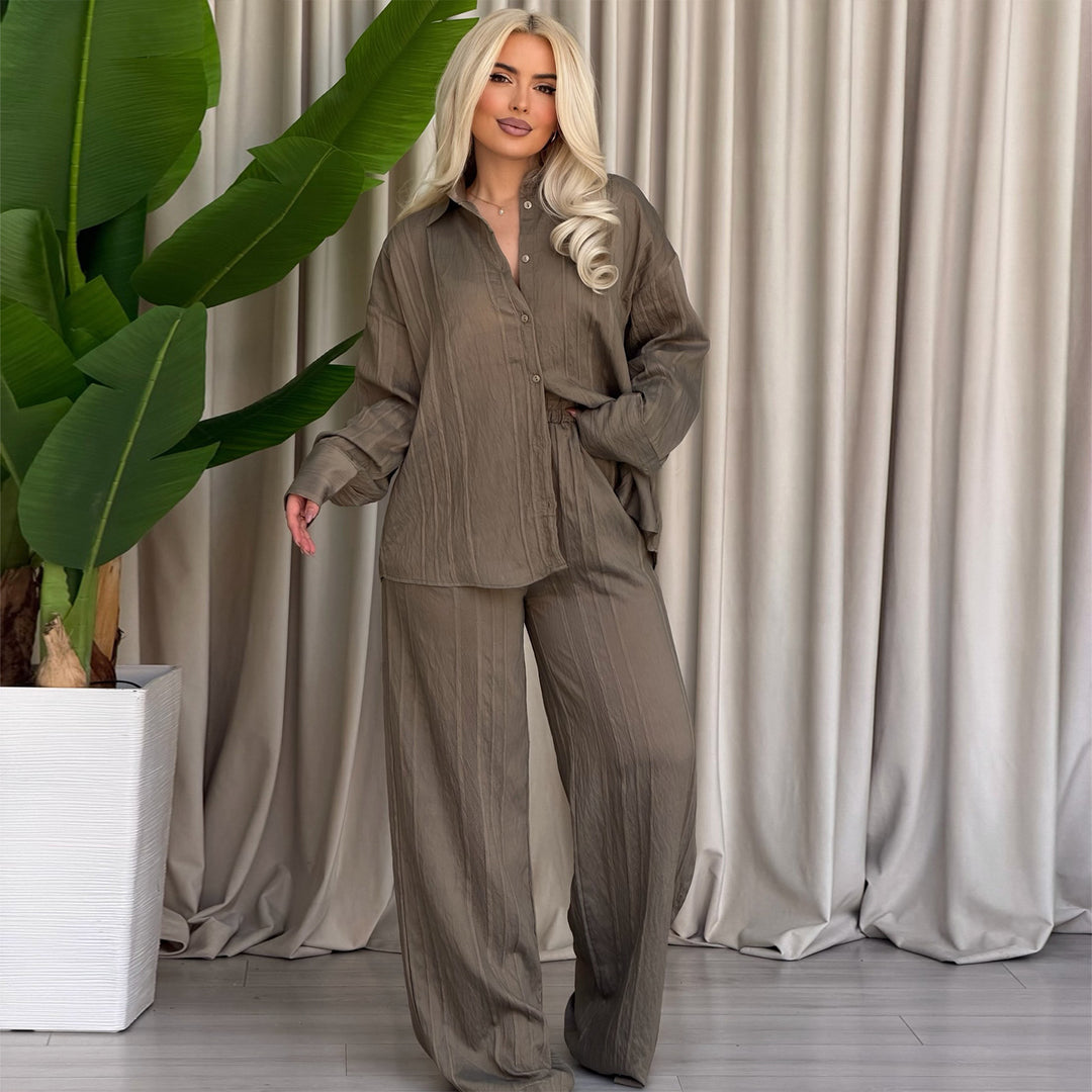 Women's casual blouse set with wide-cut pants Lisslune