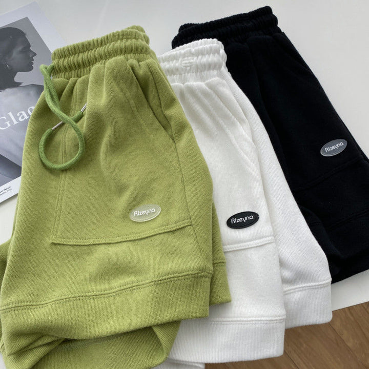 Women's casual jogging shorts with elastic waistband and practical side pockets